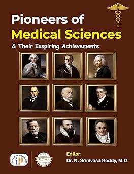 The book covers has portraits of medical pioneers arranged in a 3 by 3 grid